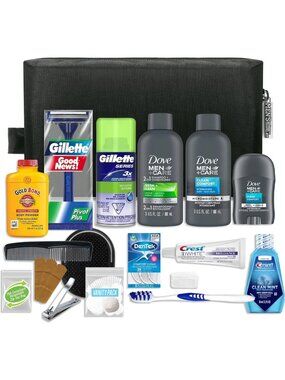 Men's 20-Piece Travel Kit - TSA Compliant Essentials in Stylish Dopp Bag
